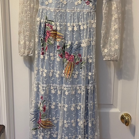Frock & Frill embroidered blue dress with overlay - Picture 3 of 4